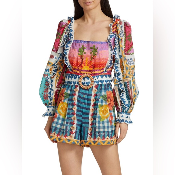 $230 FARM Rio Summer Vibe Romper Size Small - Picture 3 of 15